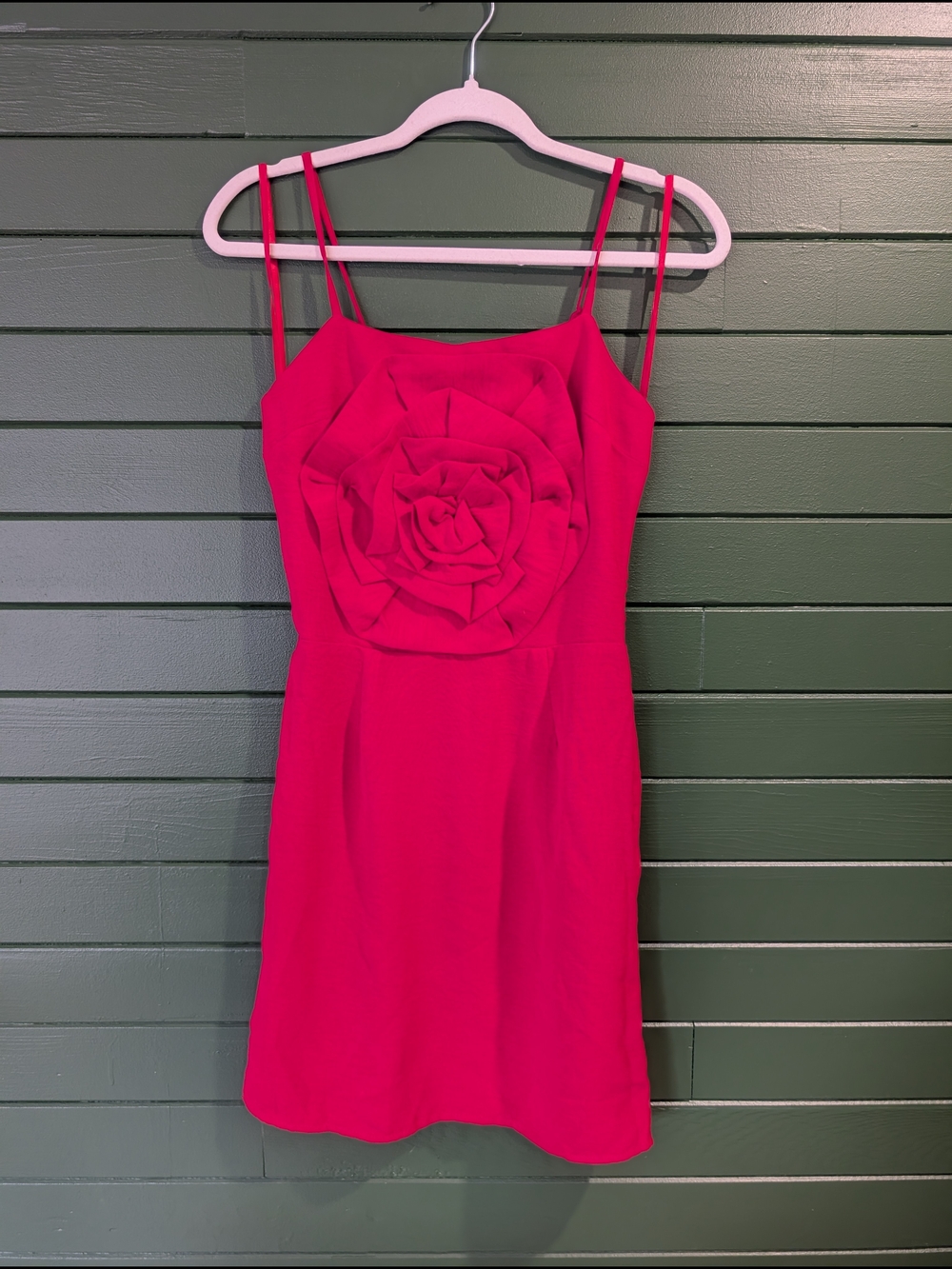 Red Floral Appliqué Spaghetti Strap Dress